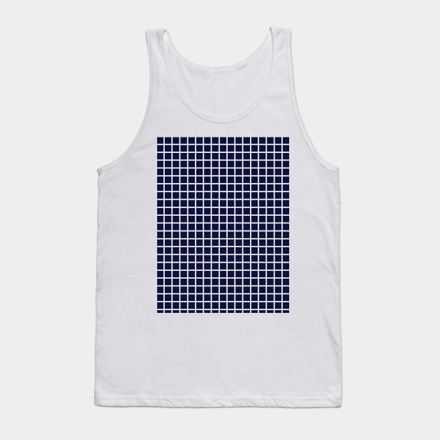 Navy Blue and White Grid Pattern Tank Top by squeakyricardo